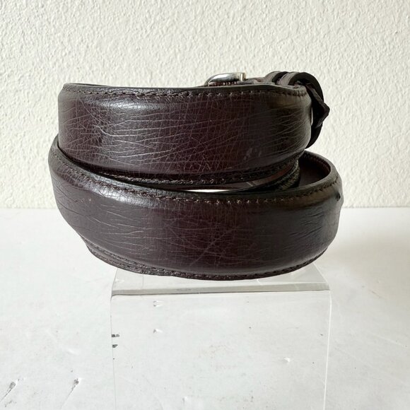NEW Rod Patrick Mens Western Belt Dark Brown Smooth Ostrich Leather Size 46 - Picture 4 of 13